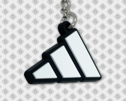 PVC Rubber Schlüsselanhänger Kontur mit Kette und Ring adidas schwarz weiß